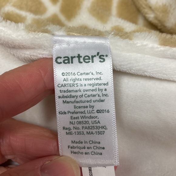 Carters giraffe lovey security blanket with Velcro binky strap plush - Picture 5 of 5